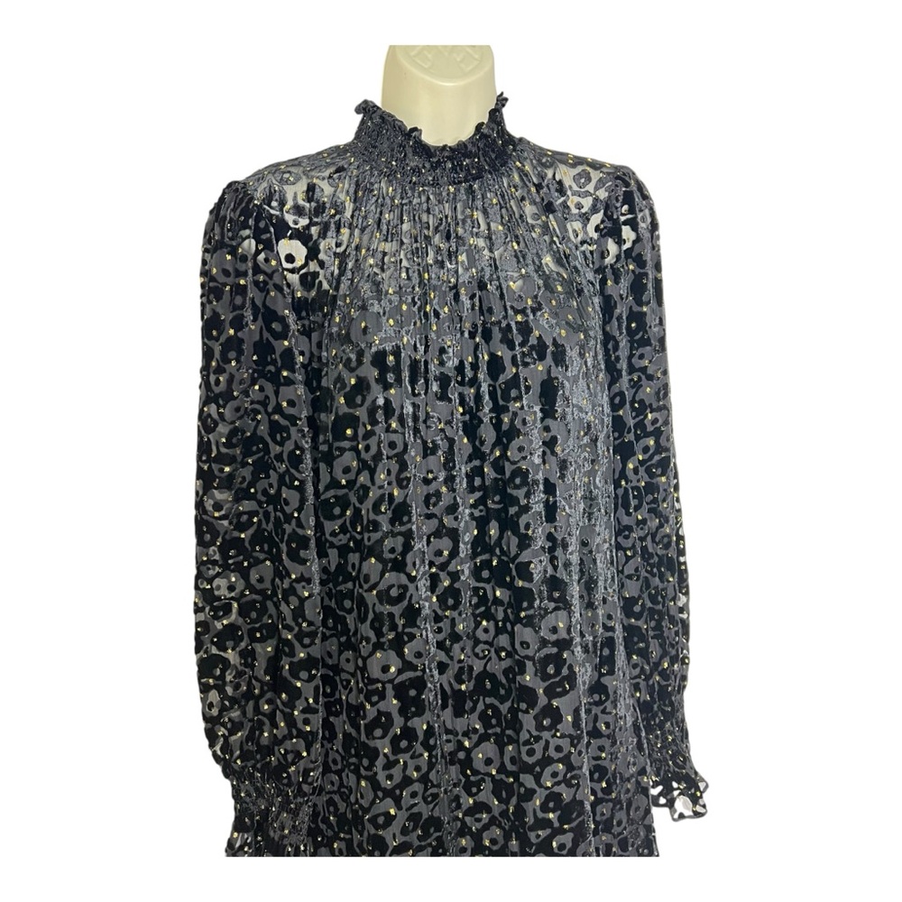 Alex Marie Skylar Velvet Burnout Black Tiered High Neck Special Occasion Dress - Picture 4 of 12